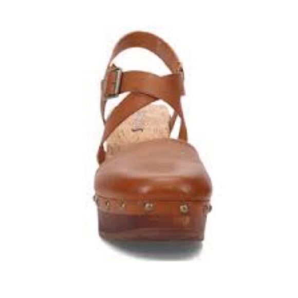 KORKS WENDY STRAPPY STUDDED CHUNKY HEEL CLOGS IN COGNAC BROWN TAN NEW. Sz10 - Picture 5 of 11
